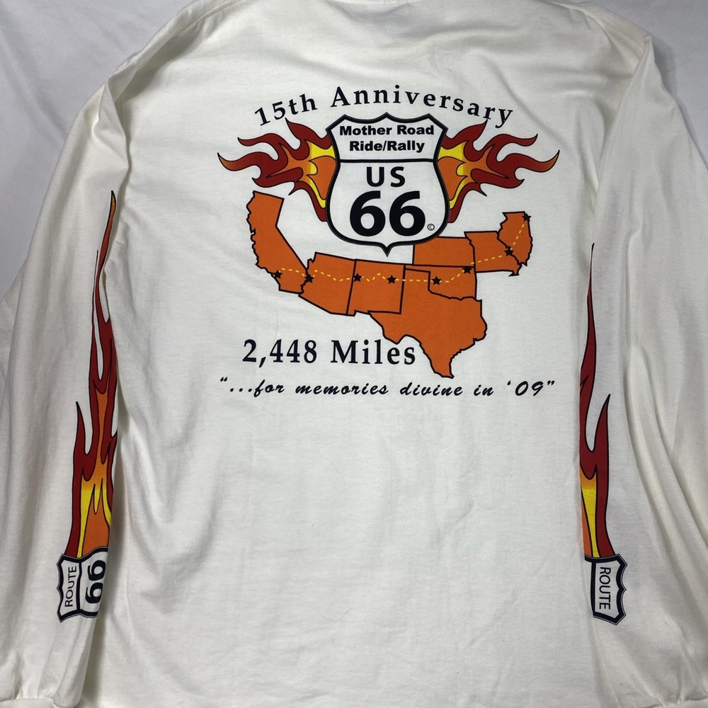 Route 66 Mother Road Ride Rally Mens Large White Long Sleeve 2009 - Picture 9 of 12